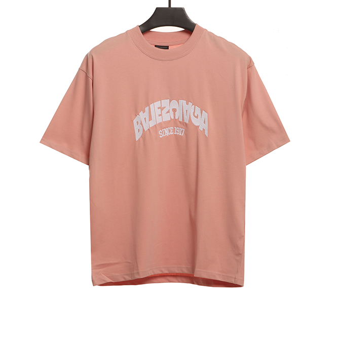 Reverse Embroidered Letter Short Sleeve